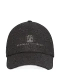 Brunello Cucinelli embroidered-crest curved-peak cap - Grey