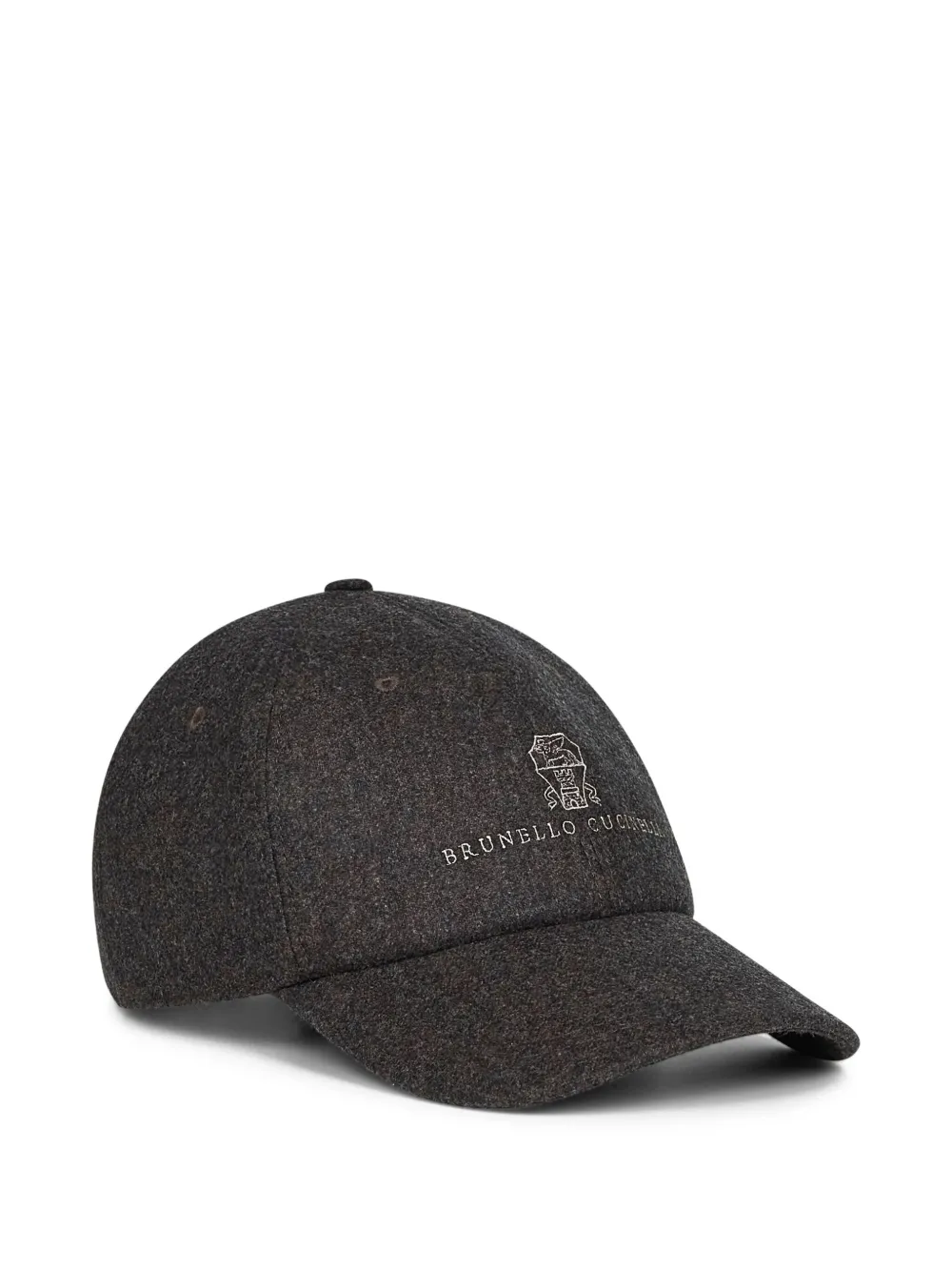 Brunello Cucinelli Pet met geborduurd wapenschild en gewelfde afwerking Grijs