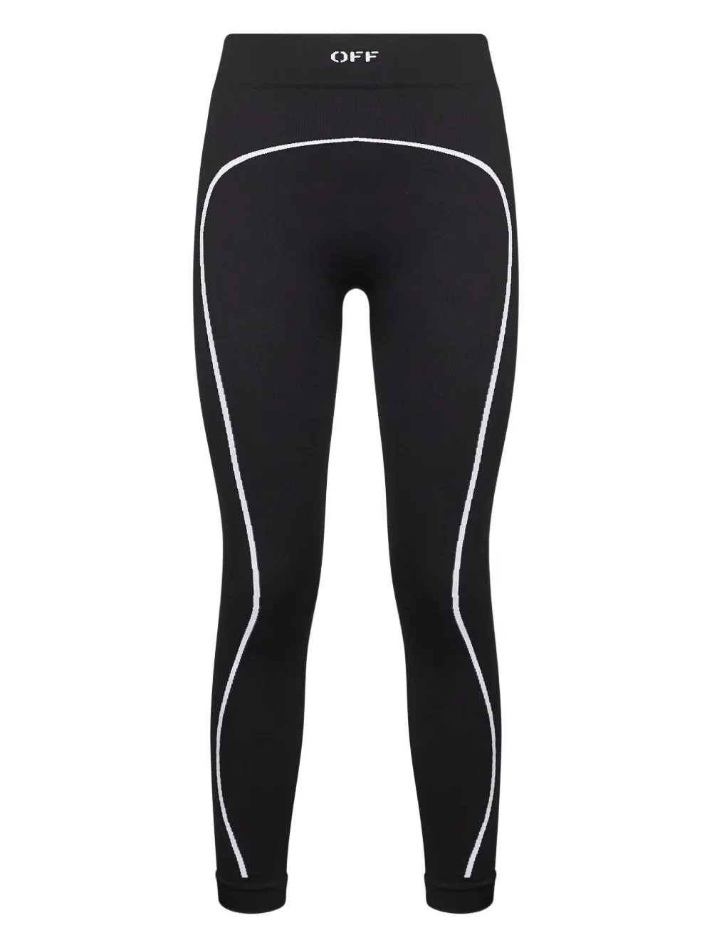 Off-White stripe-detail ribbed leggings | Black | Image 1