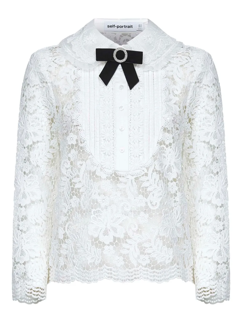 Self-Portrait embroidered-panel layered top | White | Image 1