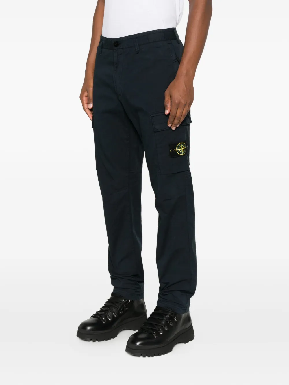 Stone Island Straight Leg Cargo Trousers With Multiple Pockets In Blue