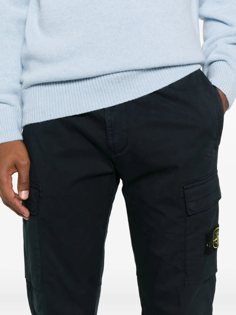 Stone Island Straight Leg Cargo Trousers With Multiple Pockets In Blue
