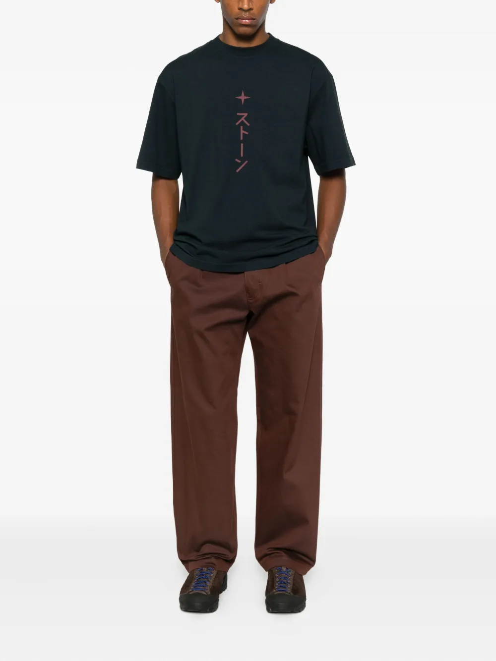 Stone Island Broek met geplooide voorkant en ceintuur - Bruin