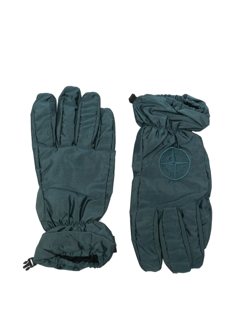 Stone Island embroidered-logo gloves - Verde