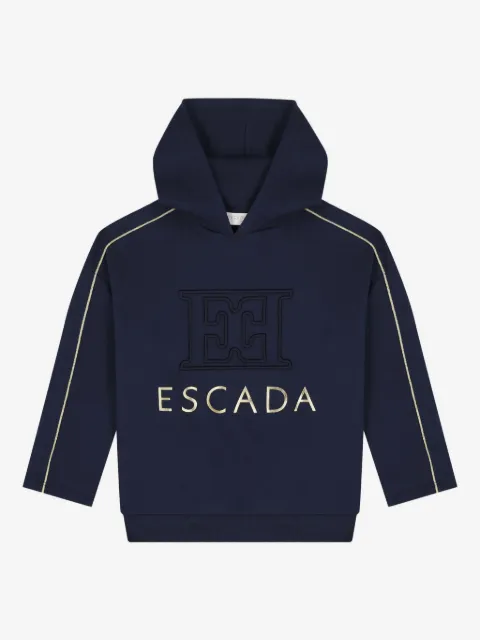 Escada Kids logo刺绣连帽衫