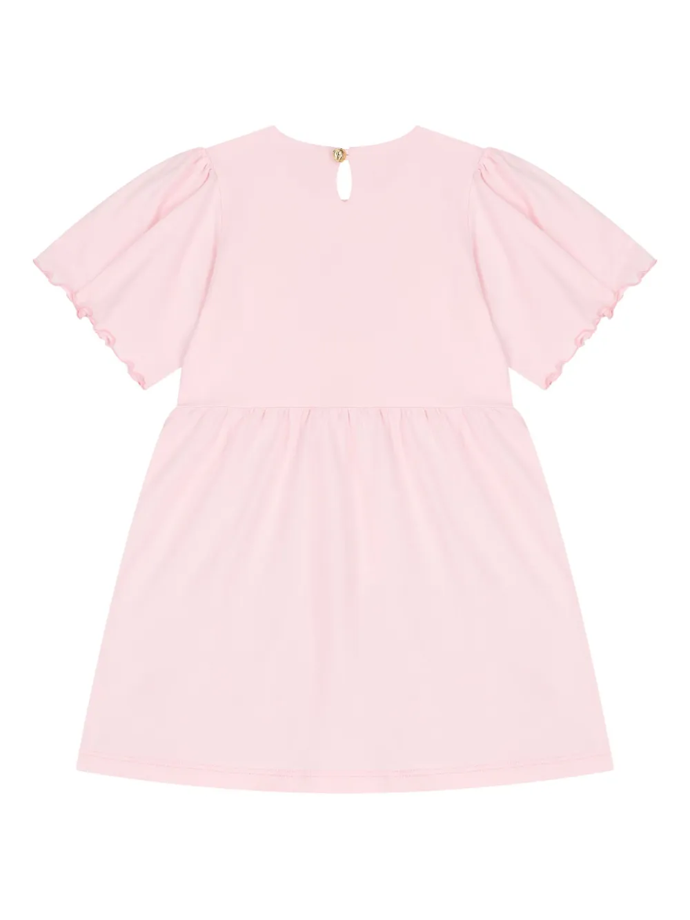 Escada Logo-patch Puff-sleeve Dress In Neutral