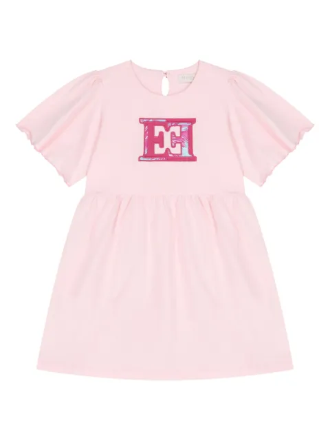 Escada Kids logo-patch puff-sleeve dress