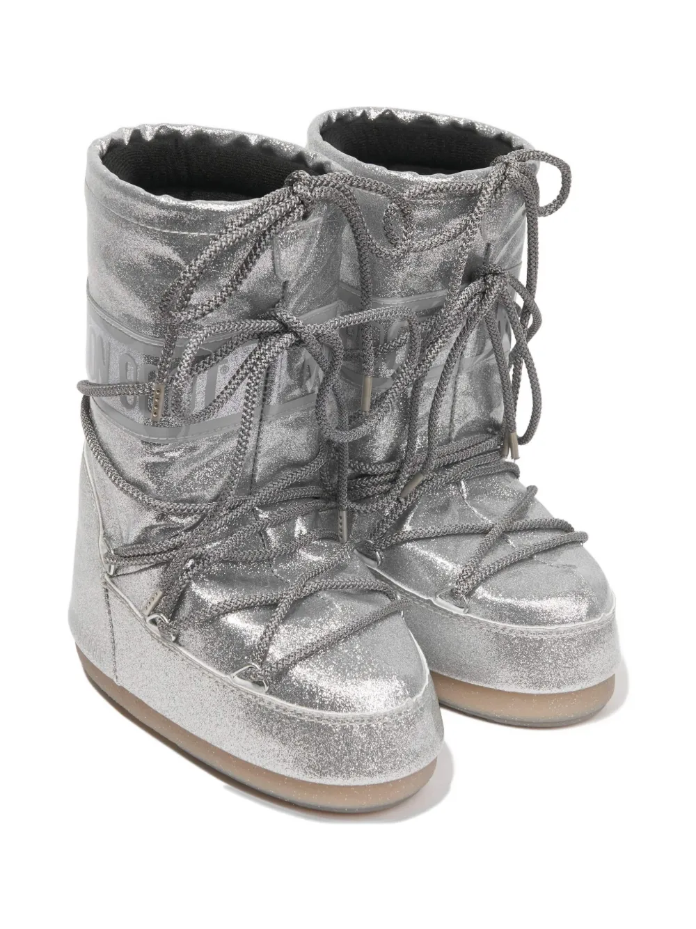 Moon Boot Kids glitter lace-up boots Silver