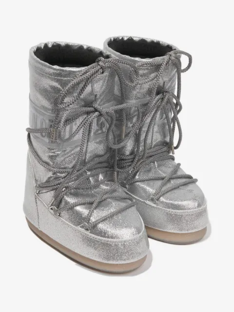 Moon Boot Kids glitter lace-up boots