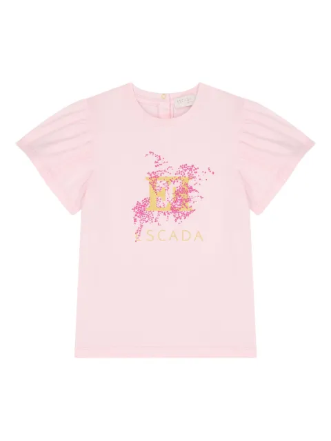 Escada Kids logo-print flutter-sleeve T-shirt