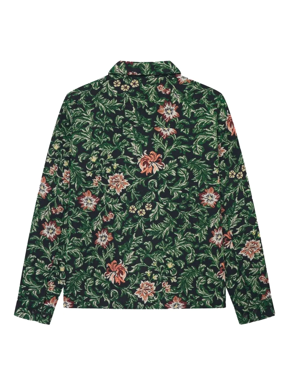Les Deux Jaiden Floral-jacquard Shirt Jacket In Green