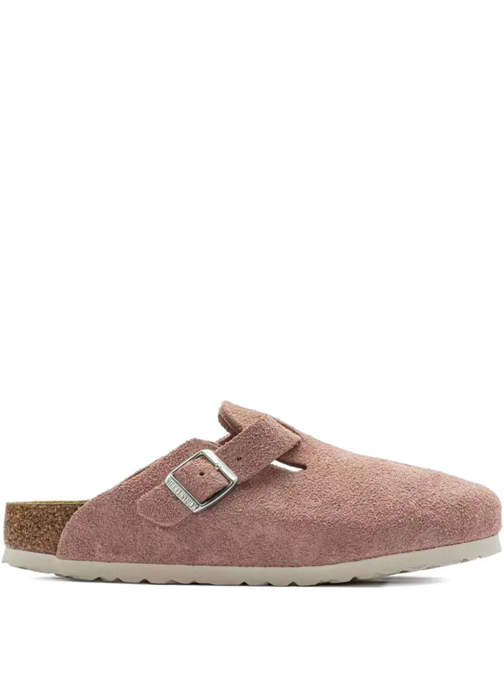 Birkenstock Boston buckle-detail suede mules Pink