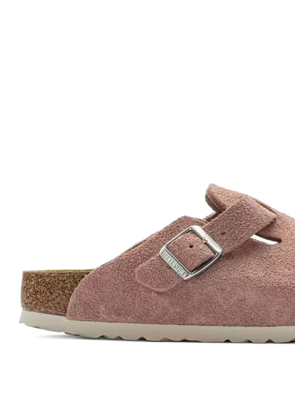 Birkenstock Boston buckle-detail suede mules Pink