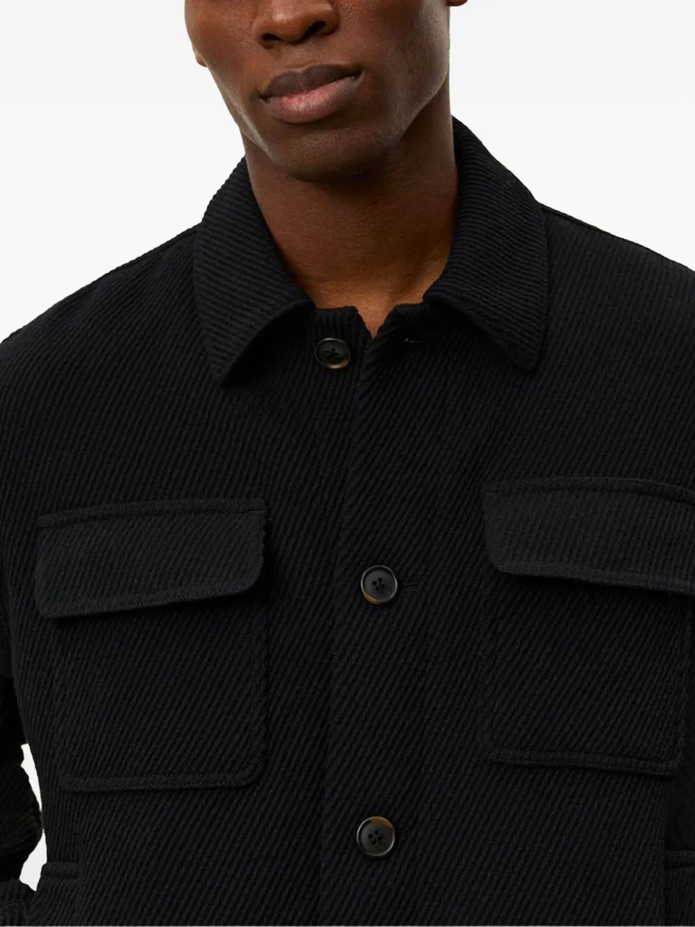 Les Deux Nash Twill Shirt Jacket In Black
