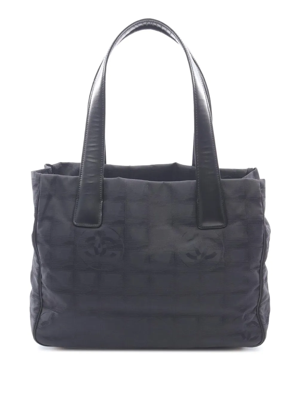 Pre-owned Chanel 2003-2004 New Travel Line Nylon Tote Bag In Black