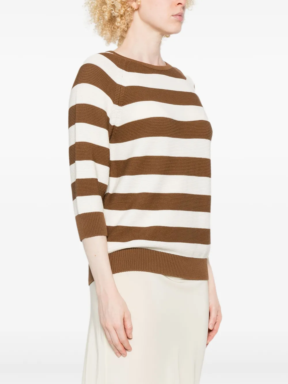 Max Mara Gestreepte trui met raglan mouwen Bruin