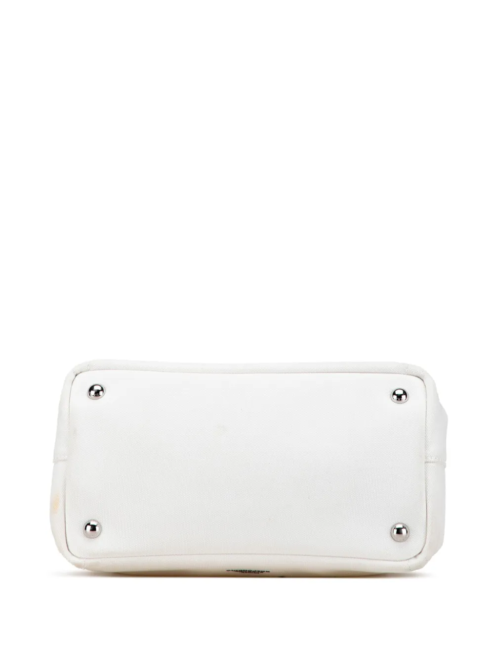 Pre-owned Prada 2013-2025 Small Canvas Canapa Floral And Symbols Satchel In White