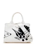 Prada Pre-Owned 2013-2025 Small Canvas Canapa Floral And Symbols satchel - White