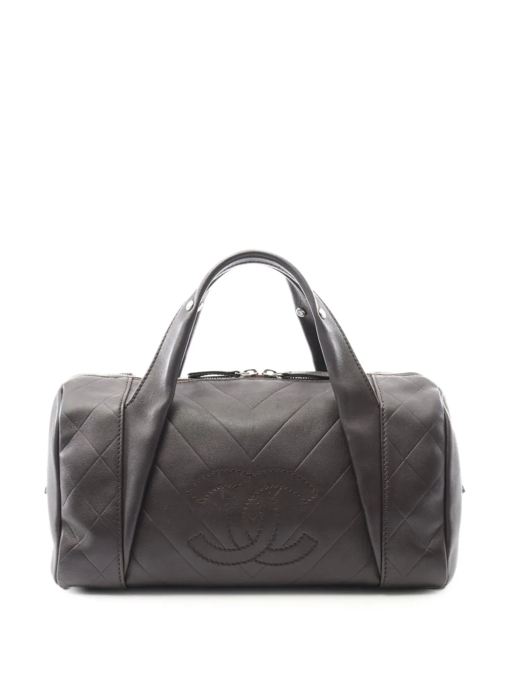 CHANEL Pre-Owned 2005-2006 CC Chevron Quilted Lambskin boston bag | Brown | Image 1