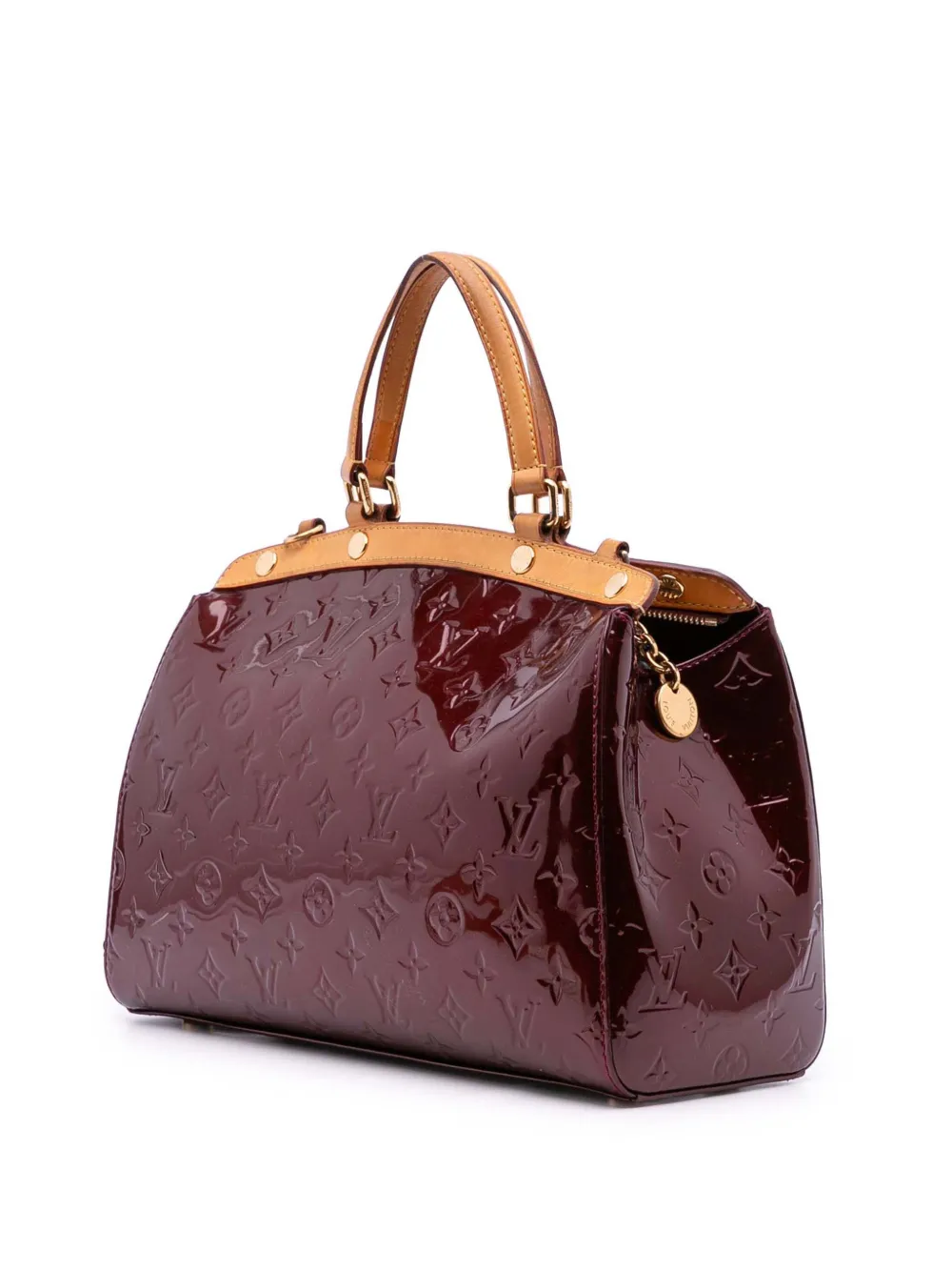 Pre-owned Louis Vuitton 2013 Monogram Vernis Brea Mm Satchel In Red