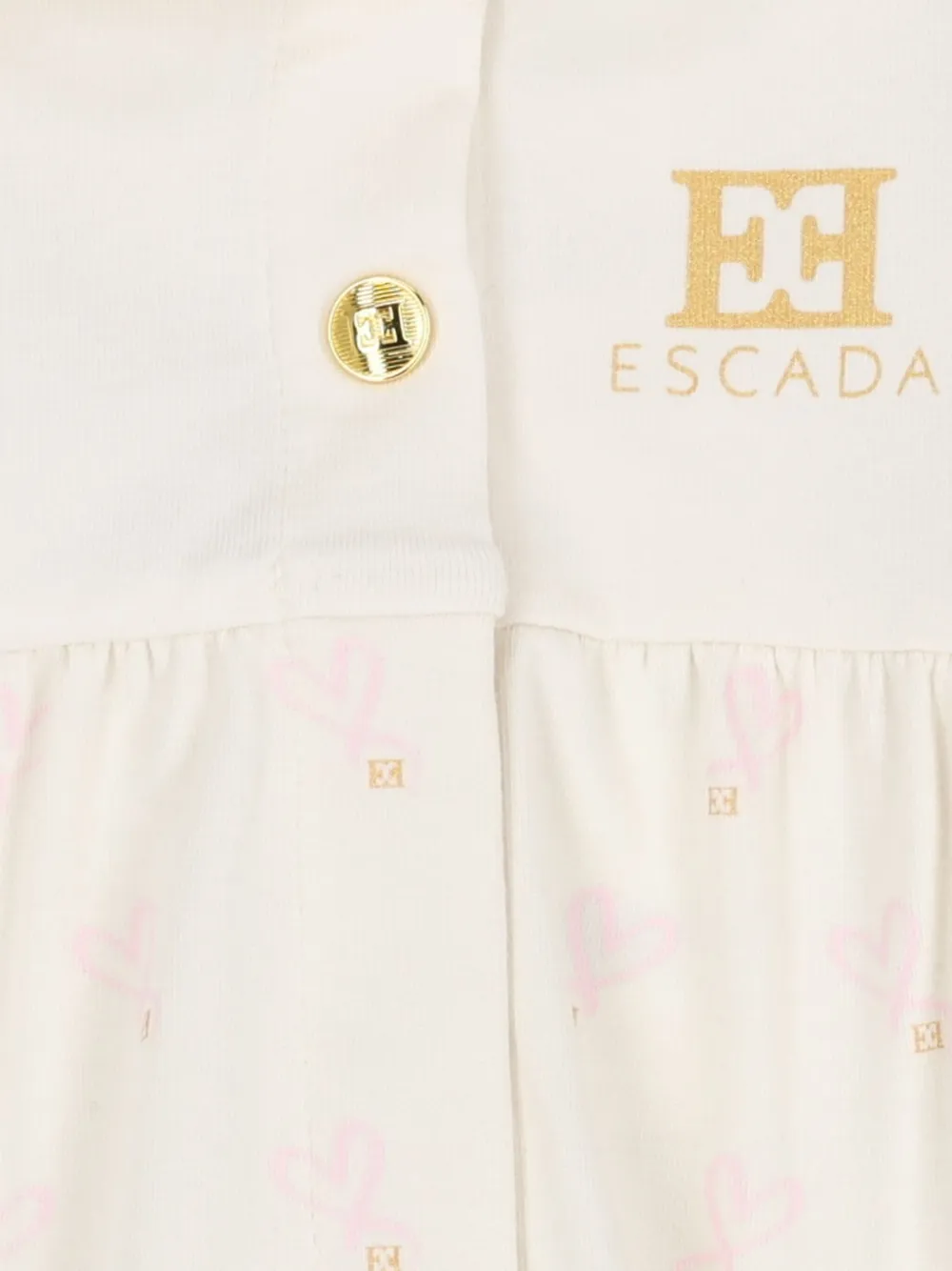 Escada Ruffled Logo Hearts-print Pajama In Neutral