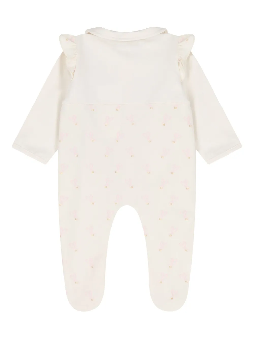 Escada Kids Pyjama met ruches, logo en hartprint - Beige