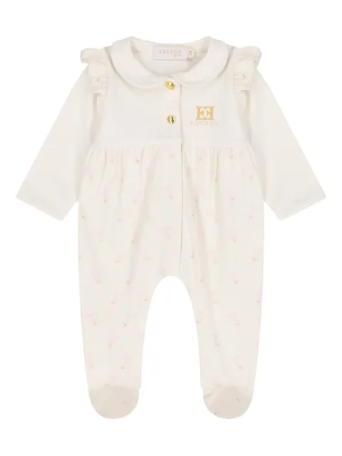 Escada Kids ruffled logo hearts-print pajama