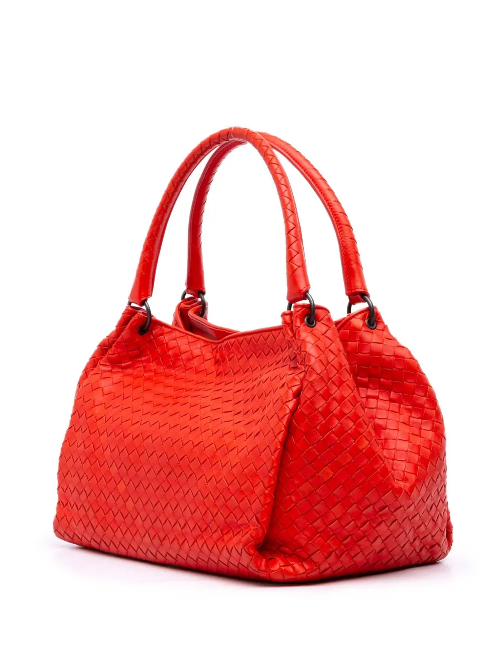 Pre-owned Bottega Veneta 2012-2025 Nappa Intrecciato Parachute Tote Bag In Red