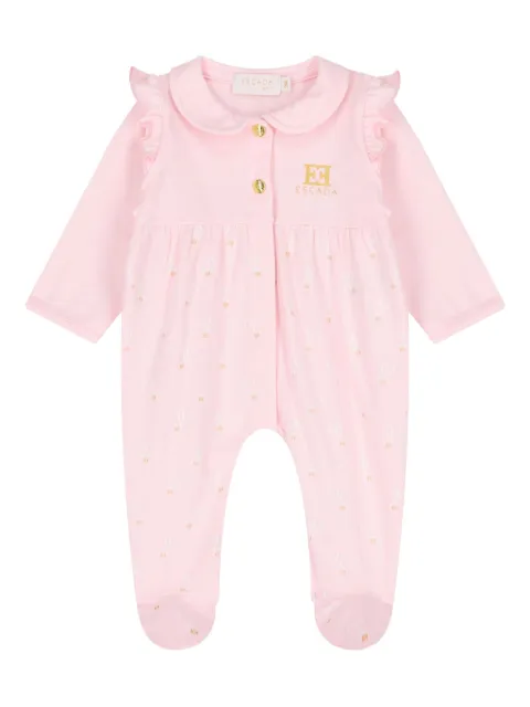 Escada Kids ruffled logo hearts-print pajama