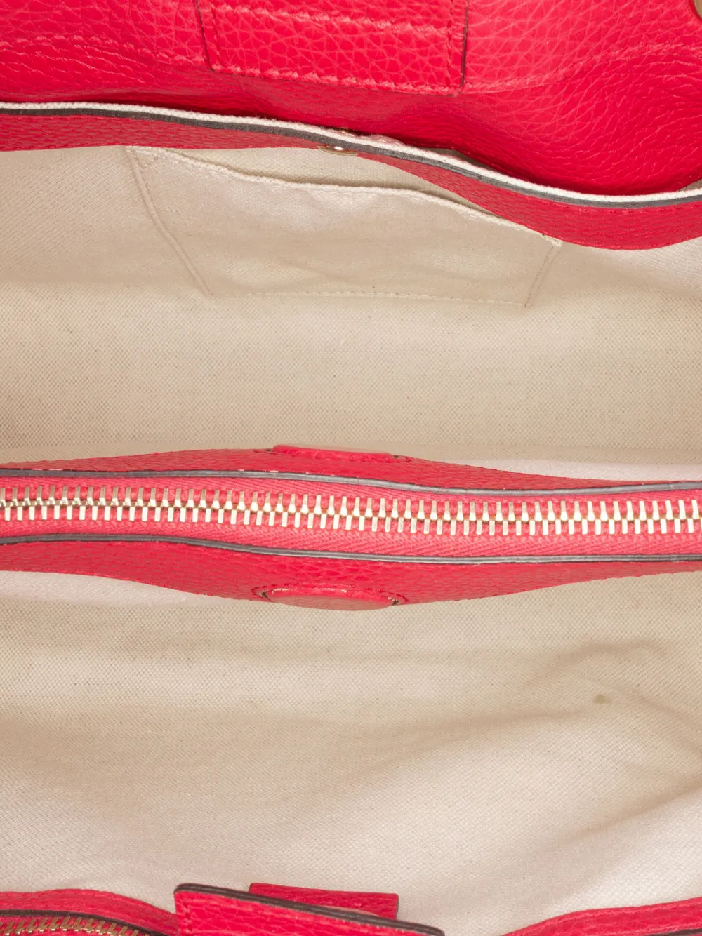 Pre-owned Gucci 2016-2025 Medium Bicolor Calfskin Bamboo Shopper Satchel In Red