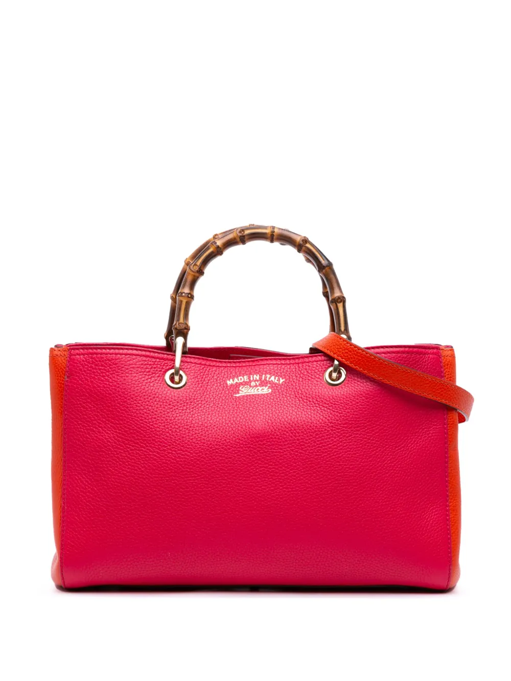 Gucci Pre-Owned 2016-2025 Medium Bicolor Calfskin Bamboo Shopper satchel | Red | Image 1