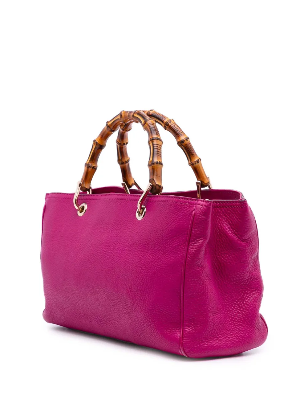 Pre-owned Gucci 2016-2025 Medium Calfskin Bamboo Shopper Satchel In Pink