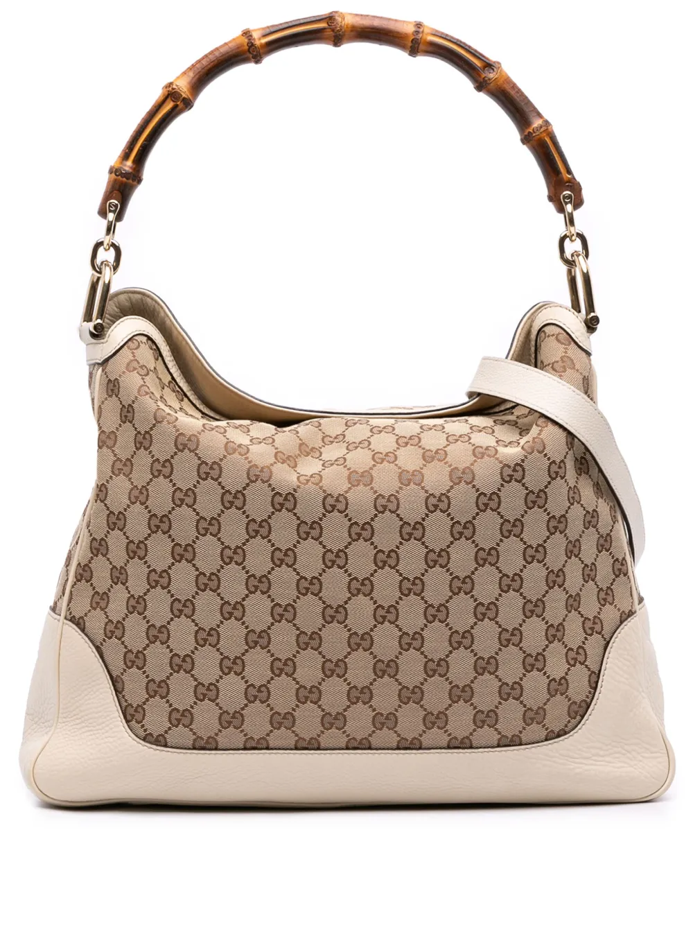 Pre-owned Gucci 2016-2025 Gg Canvas Bamboo Diana Satchel In Brown