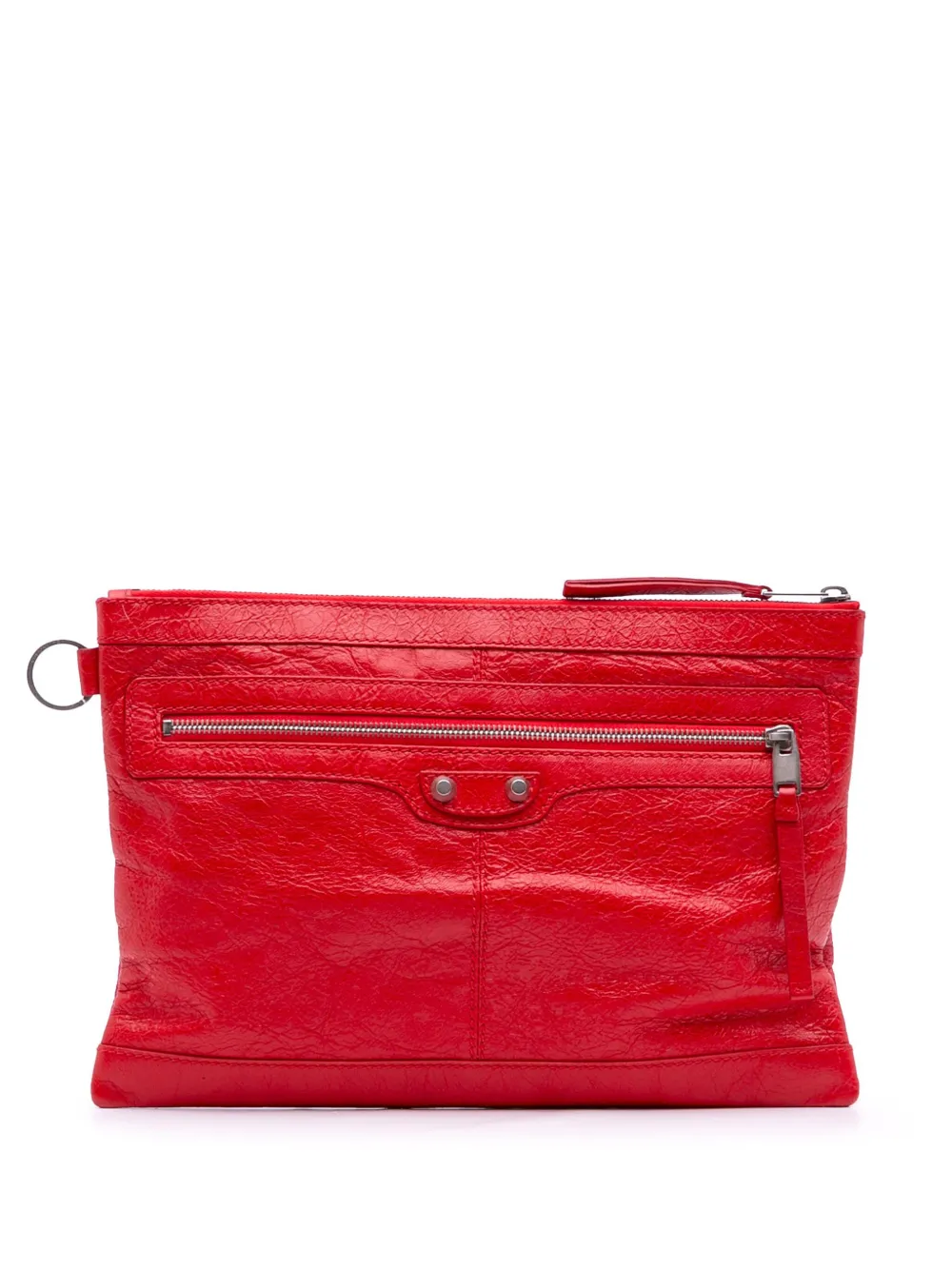 Balenciaga Pre-Owned 2017 Lambskin Motocross Classic Clip M clutch bag | Red | Image 1