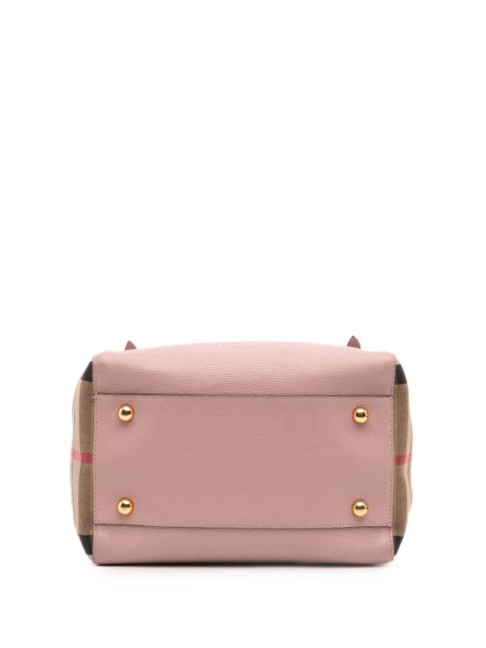 Pre-owned Burberry 2000-2017 Small Leather And House Check Canvas Canterbury Tote Bag In Pink