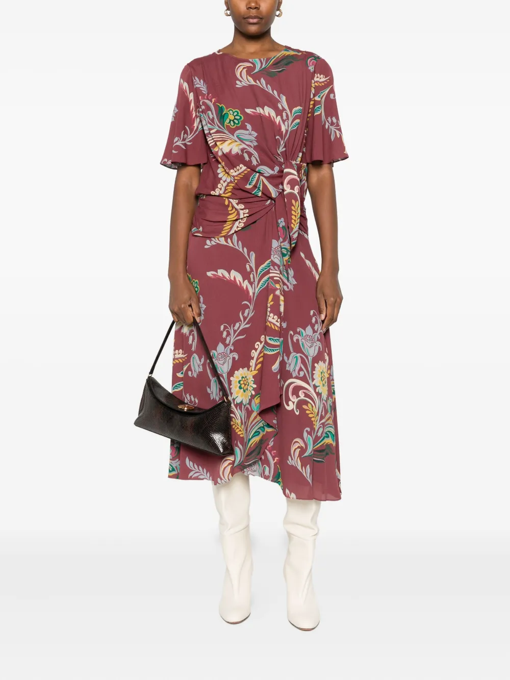 ETRO floral-print knot-detail dress - Rood
