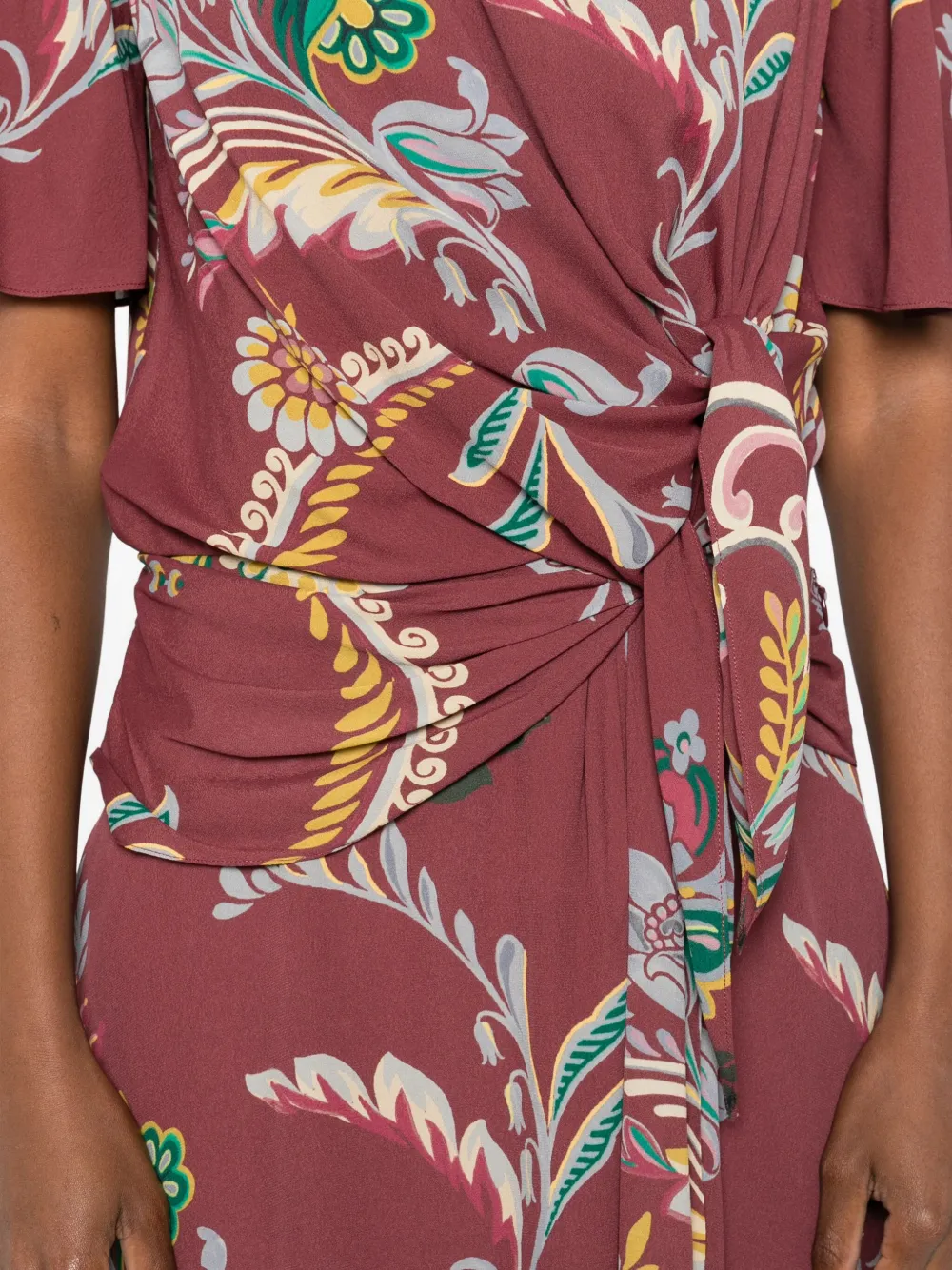 ETRO Jurk met bloemenprint en geknoopt detail Rood