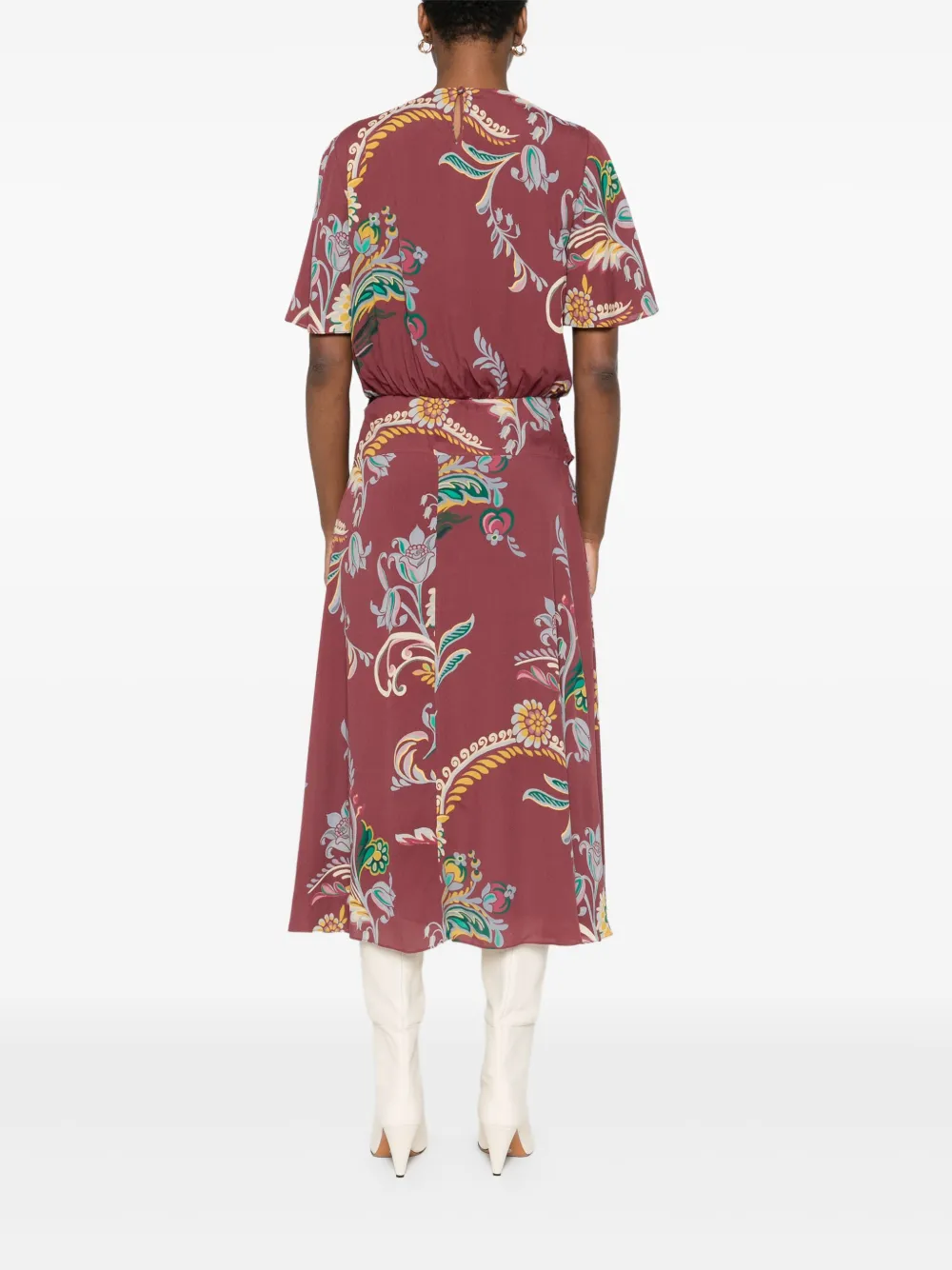 ETRO Jurk met bloemenprint en geknoopt detail Rood