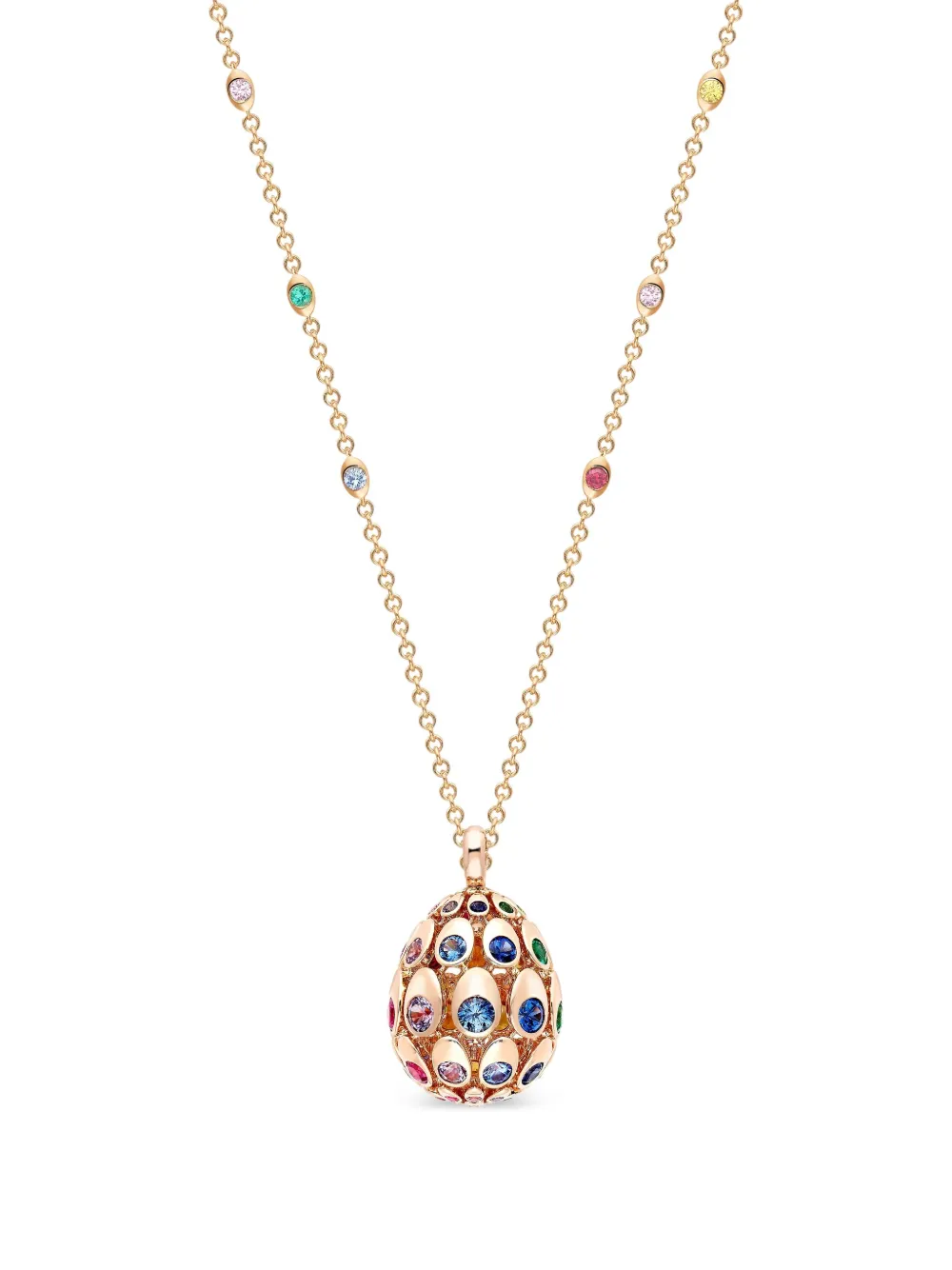 Fabergé Rainbow Egg マルチストーン ペンダント 18Kローズゴールド - ゴールドトーン Fabergé Rainbow Egg マルチストーン ペンダント 18Kローズゴールド - ゴールドトーン