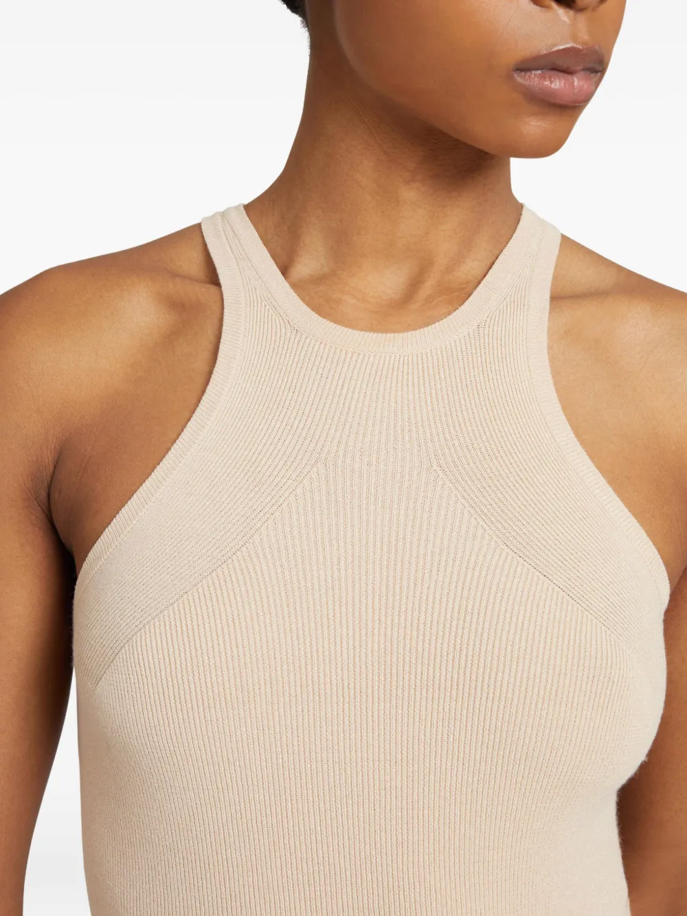Ermanno Scervino Ribbed Halter-neck Top In Neutral
