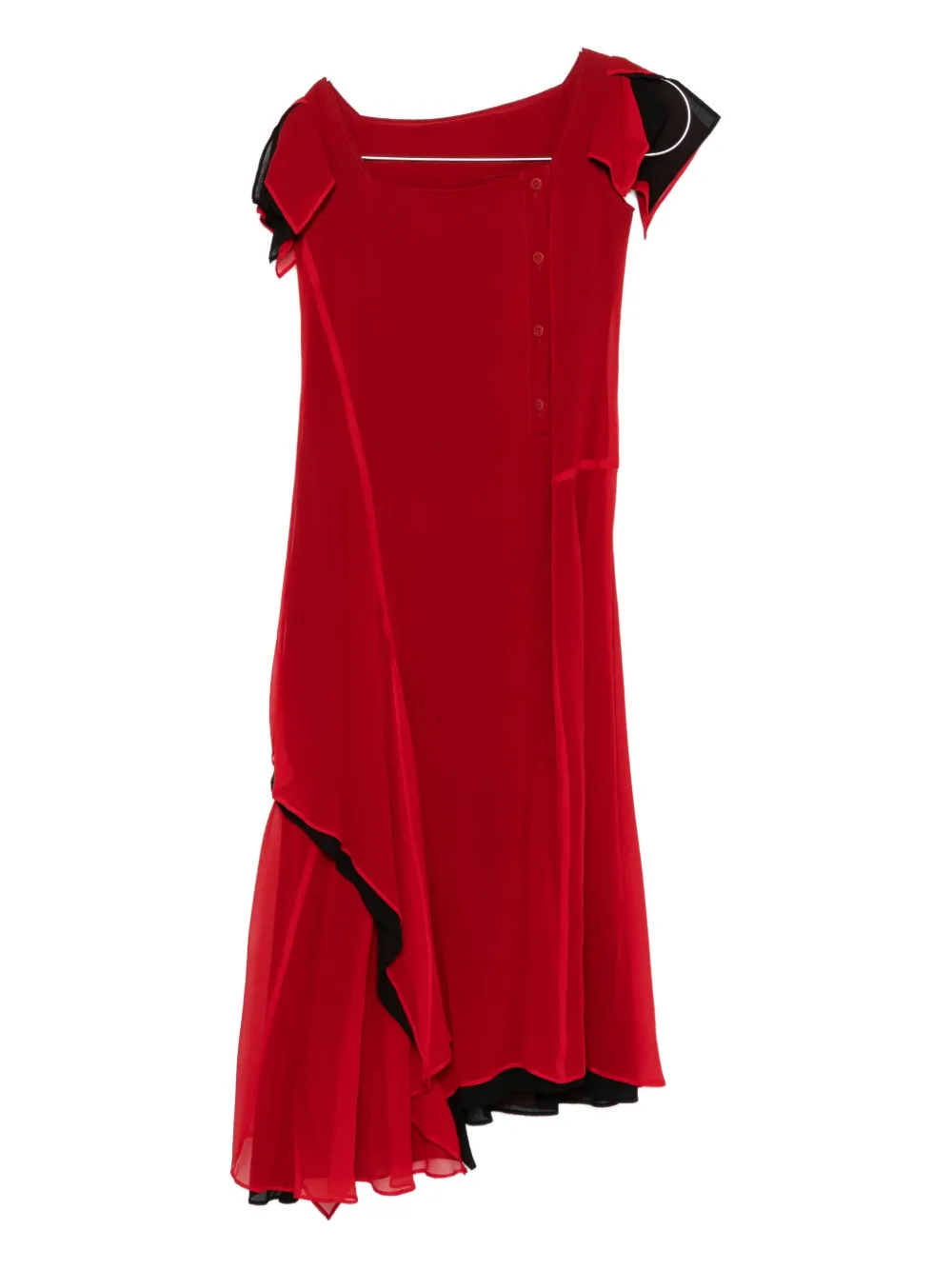 Yohji Yamamoto Square-neck Draped Dress In Red