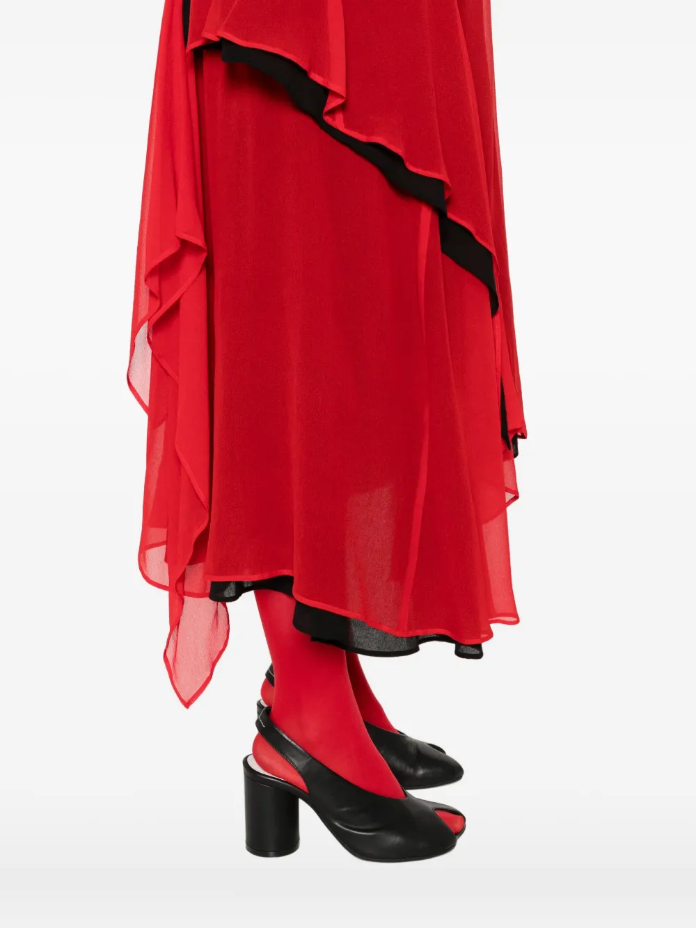 Yohji Yamamoto Square-neck Draped Dress In Red