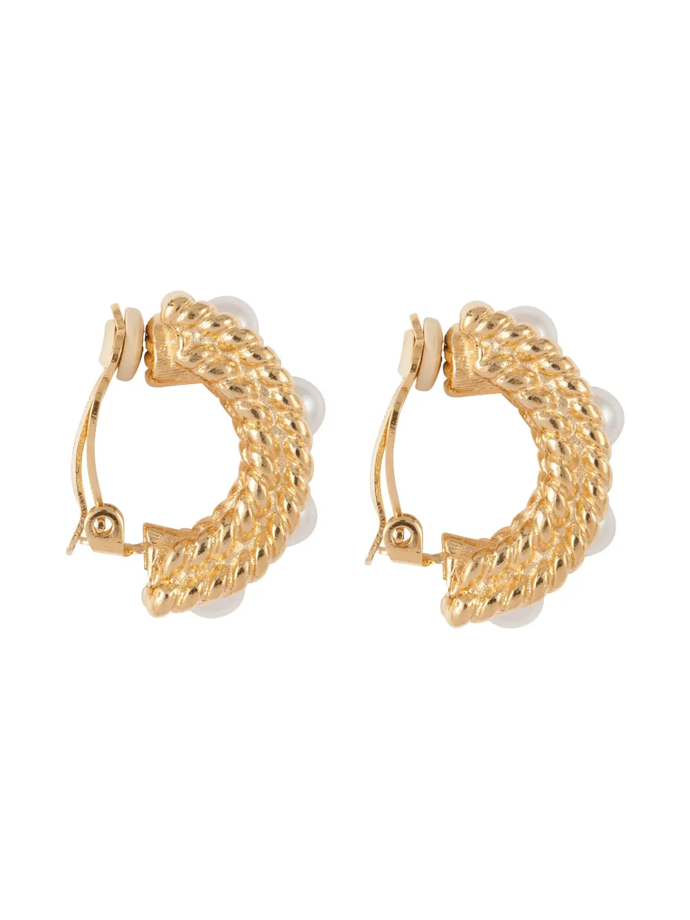 Pre-owned Givenchy 1980s Pearl Clip-on Earrings In Gold