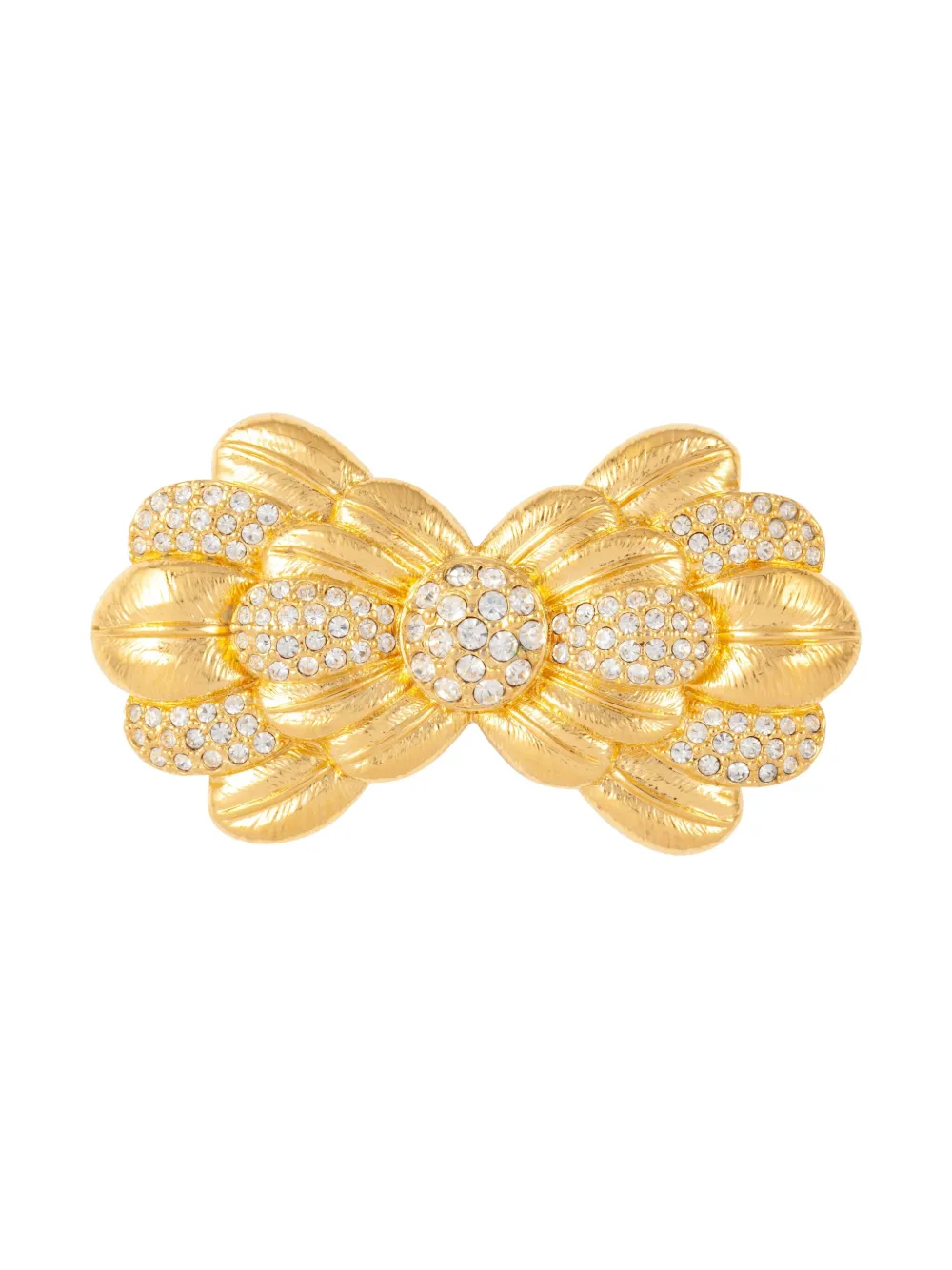 Susan Caplan Vintage 1990s scalloped bow brooch - Oro