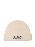 A.P.C. logo-jacquard hat - Neutrals