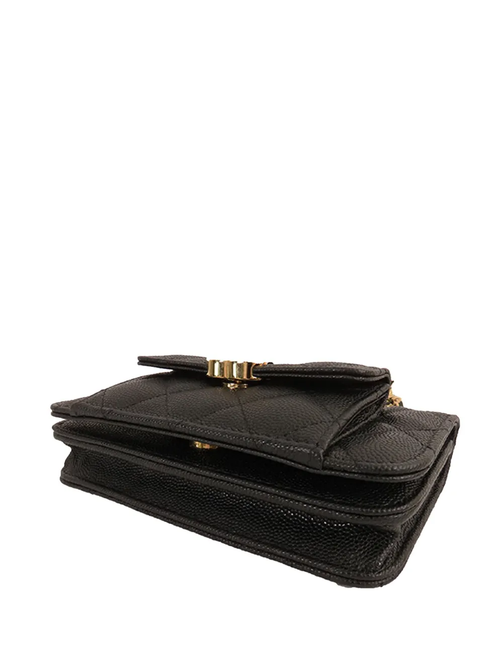 Pre-owned Chanel 2021-2025 Cc Quilted Caviar Pocket Twins Clutch With Chain Crossbody Bag In Black
