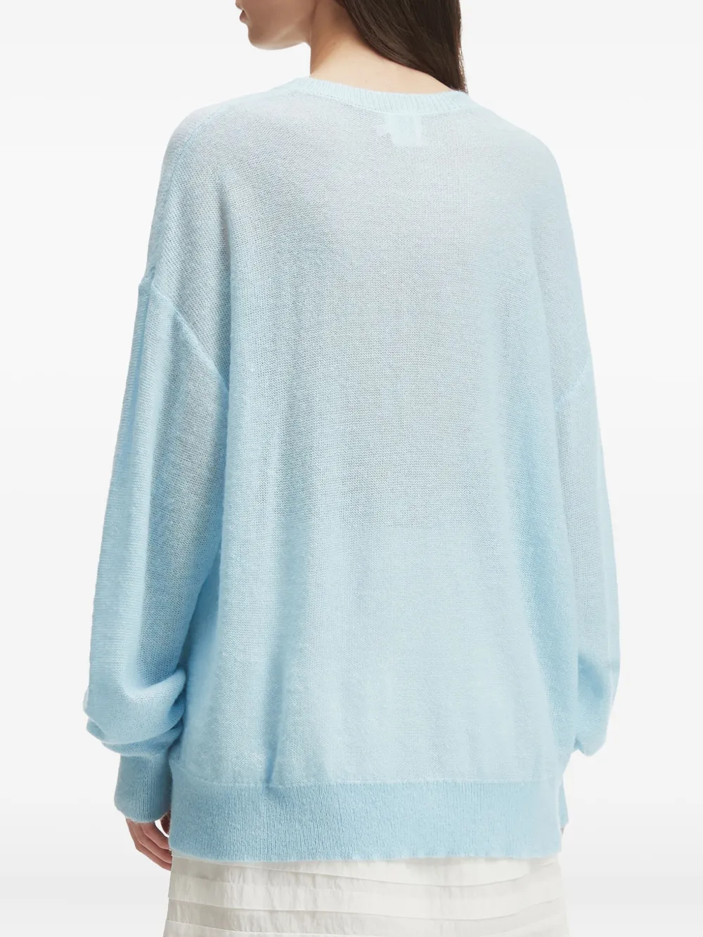 B+ab Frayed-bows Long-sleeves Sweater In Blue