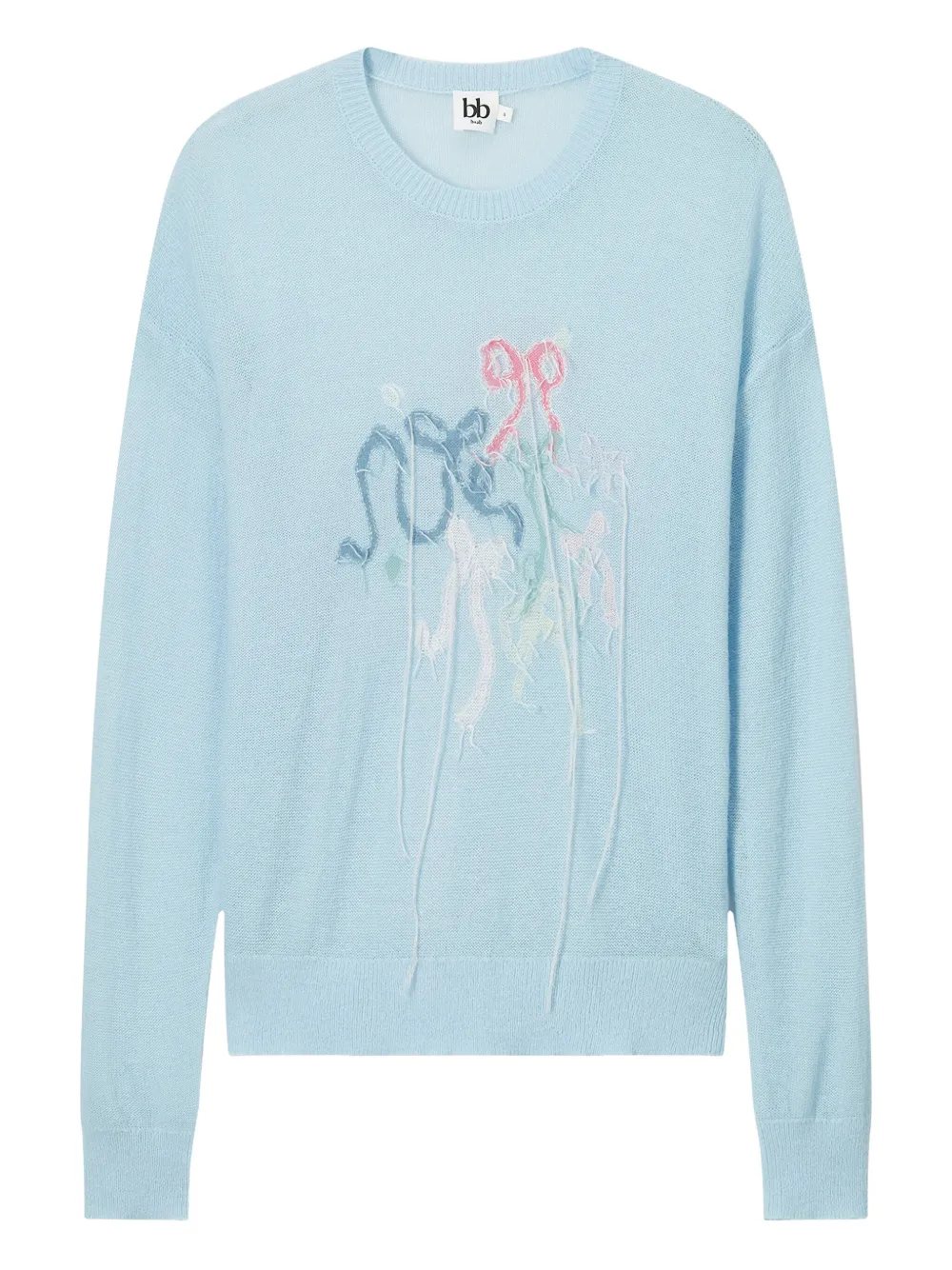 B+ab Frayed-bows Long-sleeves Sweater In Blue