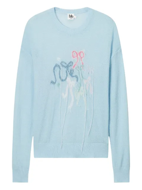 b+ab frayed-bows long-sleeves sweater