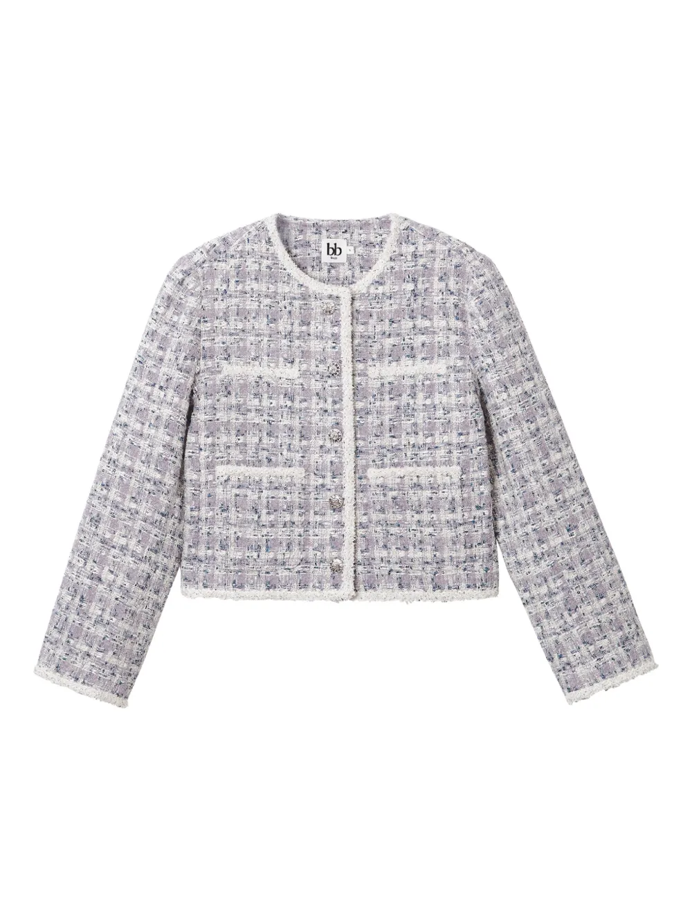B+ab Tweed Frayed-edge Jacket In Purple